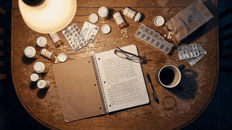 Two-week memory and medication tracking diary A two-week diary tracking medications taken and memory lapses noticed