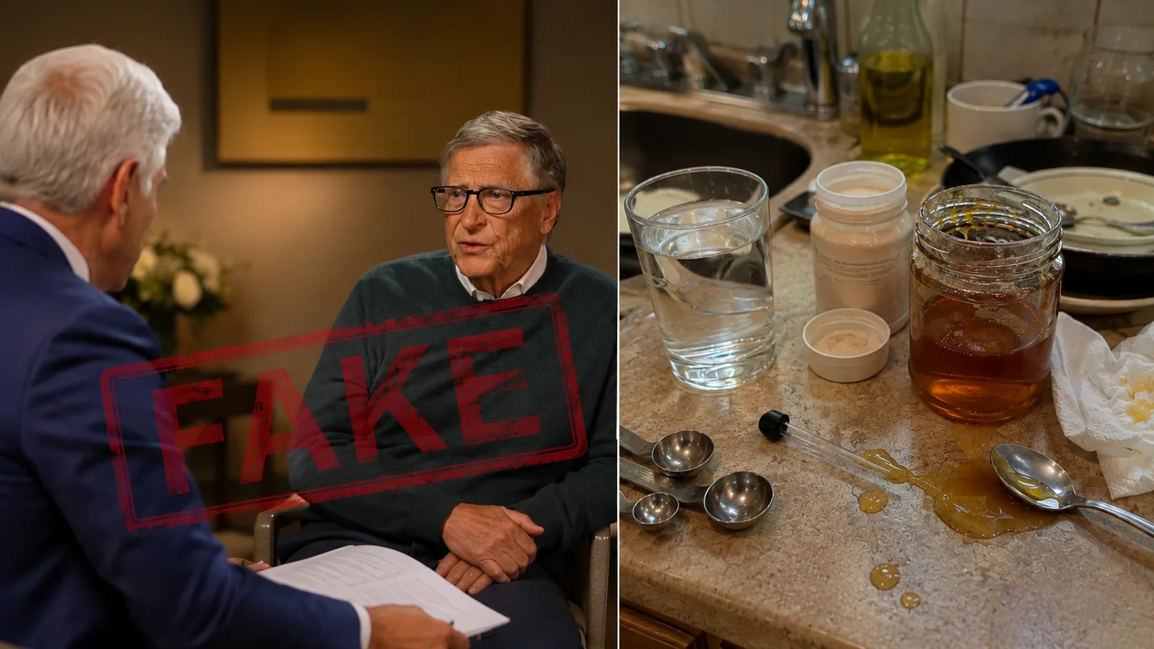 The viral honey trick for memory, explained Viral video thumbnail about the honey trick for memory next to a homemade preparation